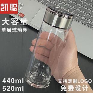 加厚杯子家用杯 凯聪单层玻璃杯大容量水杯商务泡茶杯高档便携男士