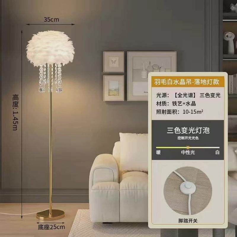 网红羽毛落地灯卧室轻奢装饰ins客厅房间床头氛围立式落地灯