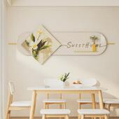 现代风餐厅晶瓷装 饰画组合挂画轻奢背景圆形画墙面餐桌墙面饰品画