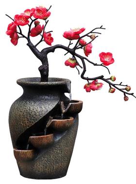 创意摆件仿真花瓶厂家直销假山流水喷泉现代盆景代发工艺品可树脂