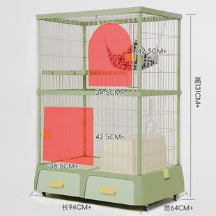 创逸猫笼子猫咪家用室内超大自由空间幼猫带厕所一体大号三层猫屋
