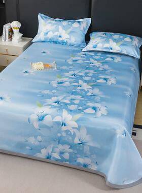 86m0夏天提花冰丝席三件套斜纹凉席可机洗上空调席子1.5/2m床夏季