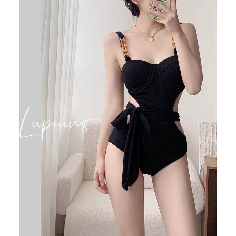 泳衣女黑色高级感时尚连体2025新款小胸钢托聚拢遮肚温泉游泳度假