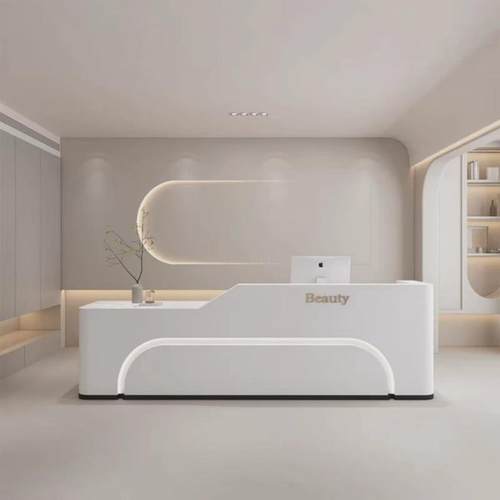 美容院收银台服装店吧台简约现代公司前台轻奢柜台酒店接待台圆弧