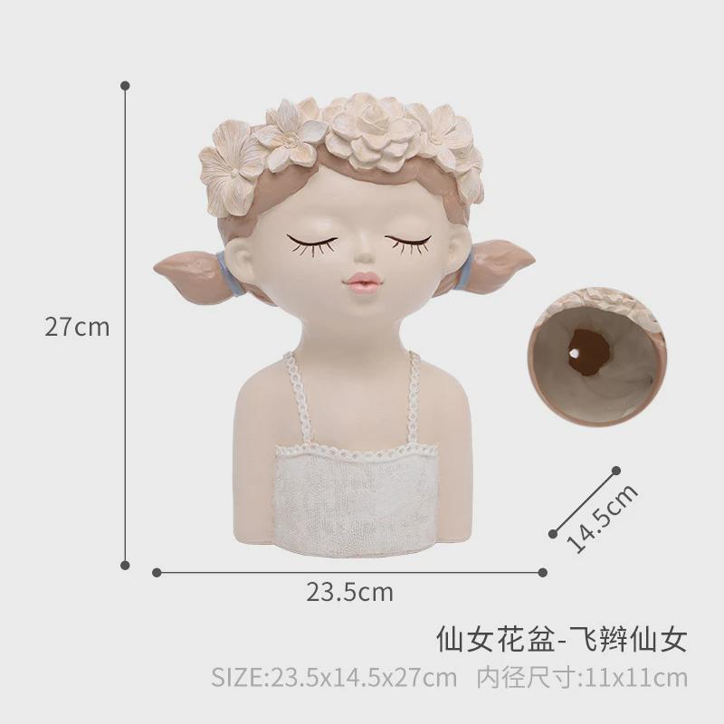 欧式花器仙女女孩大号树脂花盆创意客厅桌面景观盆栽家居装饰批发