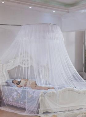 ali6蚊帐伸缩支架加厚天地可调高不锈钢圆顶落地1.8米双人床1.5m