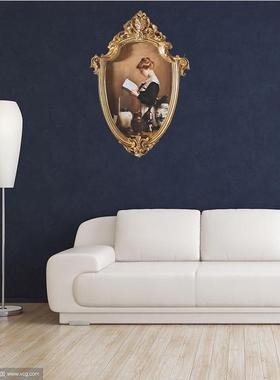 直供欧式雕花框 复古旧做金色画框化妆镜子 装饰壁饰挂墙拍摄道具