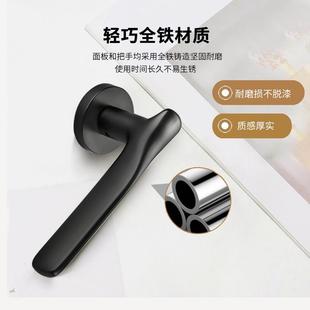 热销黑色室内简约分体锁卧室门锁磁吸静音执手工程锁房门把手门锁