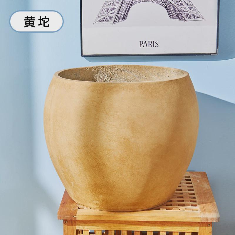 圆形大号花盆水泥镁泥组合简约户外花箱写子楼庭院花盆水泥花盆