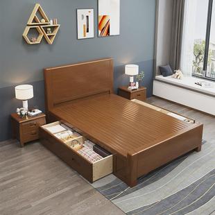 实木1.2米单人床1米现代简约1.35小户型1.5米双人气压高箱储物床