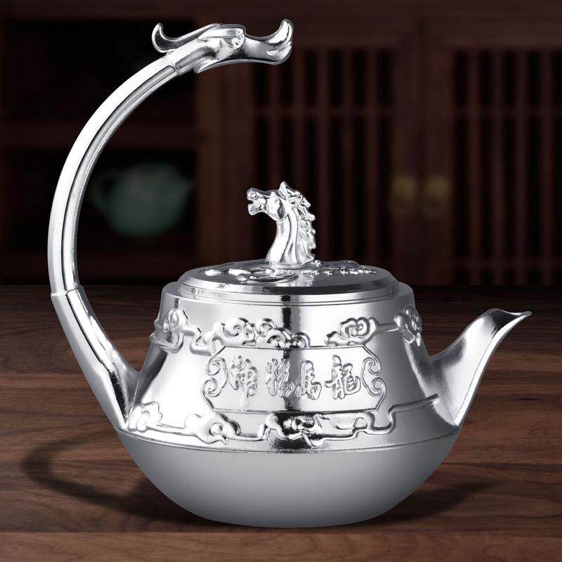 镀金银茶具套装文创龙马精神家用银提壶创意茶壶礼品茶杯商务礼品