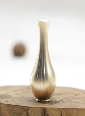 黄铜迷你小花瓶桌面创意花瓶摆件配件高级感装饰仿古花器客厅插花