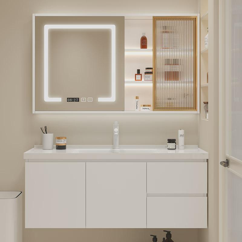 网红实木洗漱台洗手现代简约浴室柜阳台小户型组合实木浴室柜一体