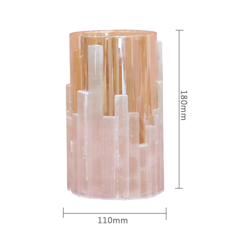 现代轻奢天然晶石水培玻璃花瓶摆件套装烛台样板间插花家居饰品器