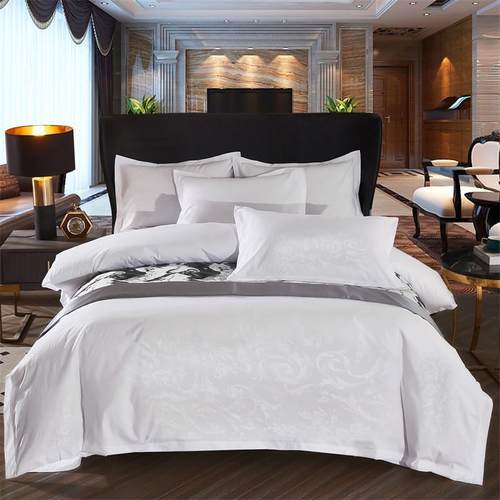 酒店新品民宿风白色床单被子枕芯被套七件套床笠款宾馆床上四件套