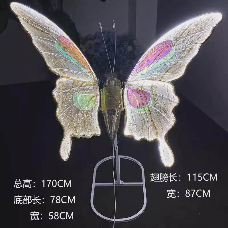定制婚庆道具铁艺电动发光蝴蝶婚礼装饰酒店t台路引舞台布置摆件