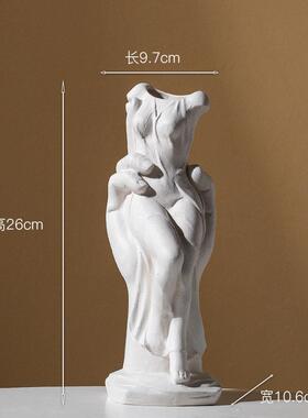 陶瓷素烧人体花瓶创意艺术摆件轻奢家居装饰品水培ins器干花