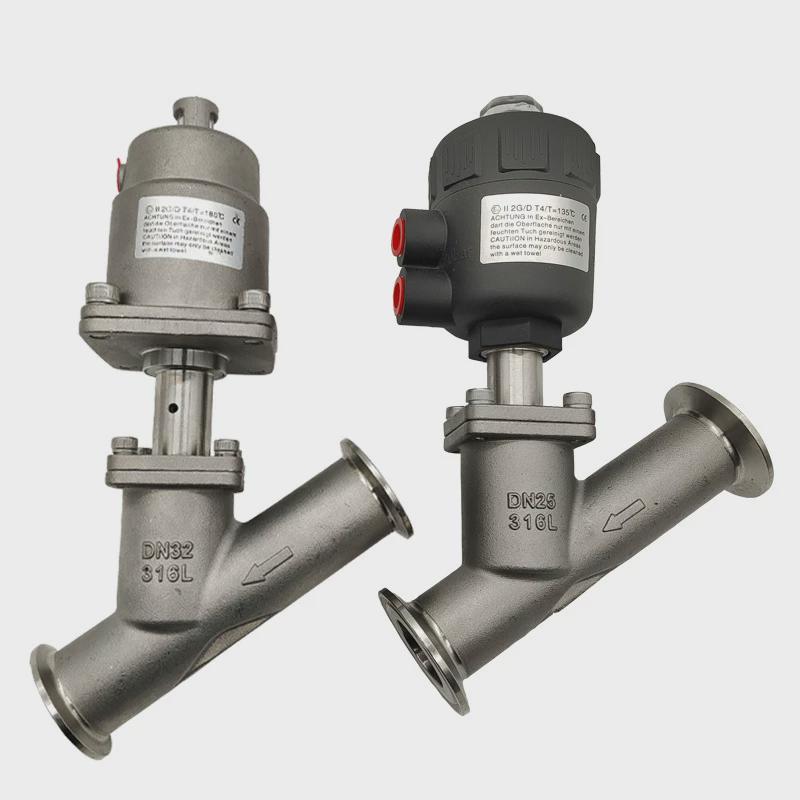 不锈钢快装角座阀304全钢气动阀管道切断阀Y型蒸汽阀