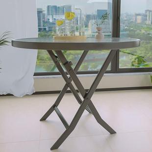 餐桌钢化玻璃圆桌面洽谈桌小圆桌户外阳台休闲家用小户型折叠新款