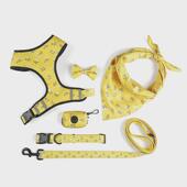 2025厂家直销宠物狗狗牵引绳胸背带方巾垃圾包蝴蝶结项圈六件套