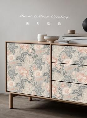 8Y清新花柜子衣柜门贴纸卧室整体橱柜移门旧具翻新墙贴自粘壁纸壁