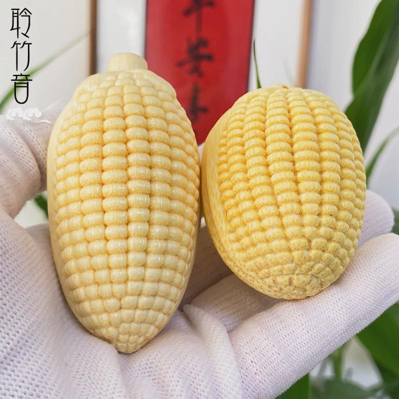 文玩玉米龙血金丝竹手把件雕刻竹雕天然实心配饰挂件摆件金玉满堂图片