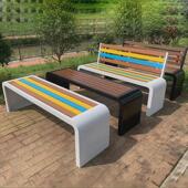 公园椅户外靠背长椅不锈钢庭院园林公交站公共座椅商场休息长条