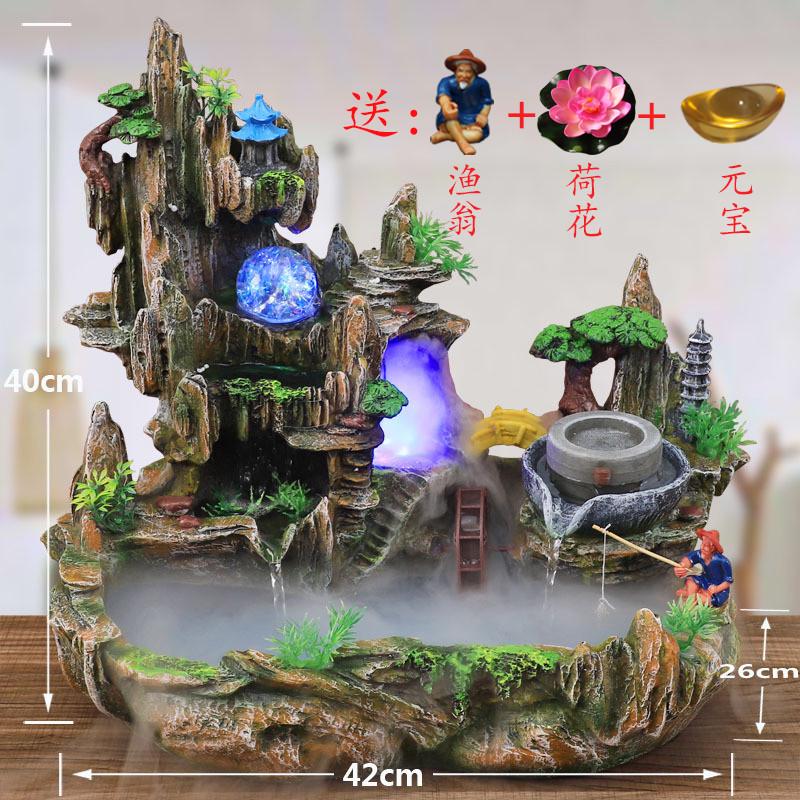 轮礼品工艺品假山流水加湿摆件家居客厅公室桌面装饰盆景