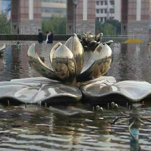不锈钢浪花雕塑售楼部金属现代抽象镜面户外水滴水池水花景观