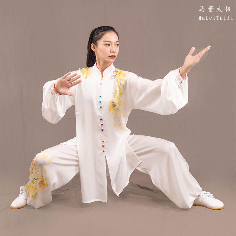 马蕾太极春蕾太极服练功服男女表演服比赛服装彩绘太极服一树花香