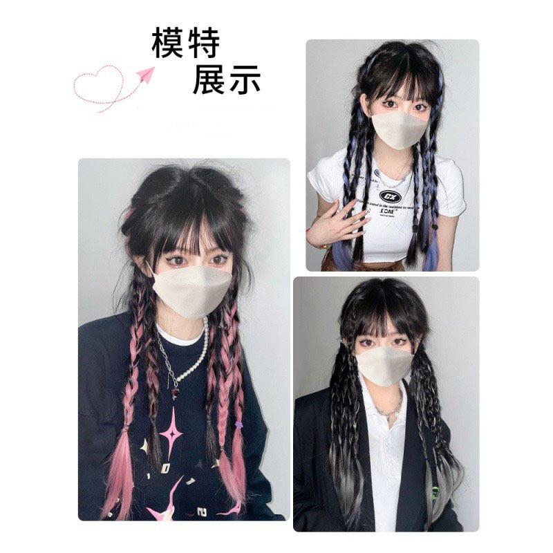 假发女高马尾辫子甜酷女孩麻花长辫辣妹挑染拳击辫假发鱼骨辫