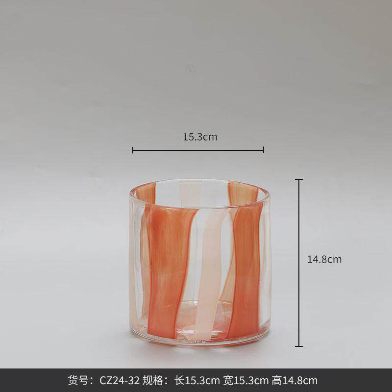 博西点番茄红斑家居透明玻璃烛台香薰高级感软装花瓶氛围感摆件