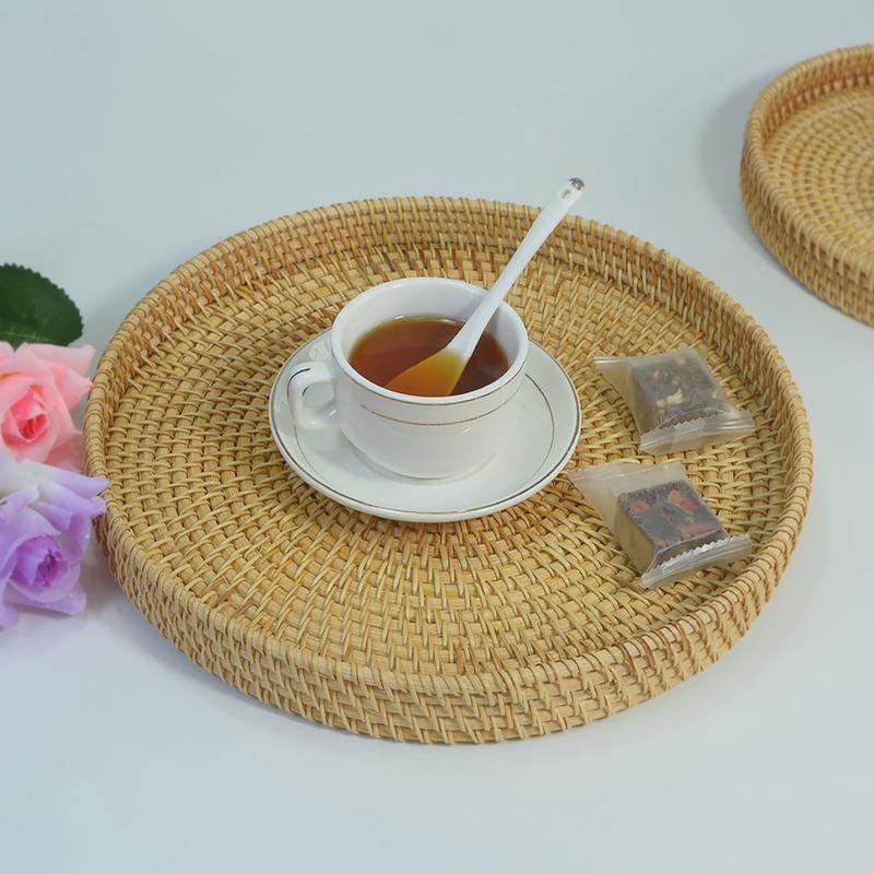 藤编水果篮手工编织日式面包篮馒头筐客厅家用收纳筐圆形托盘,收纳整理,橱柜收纳筐,淘宝优惠券,粉丝福利购,淘宝优惠卷