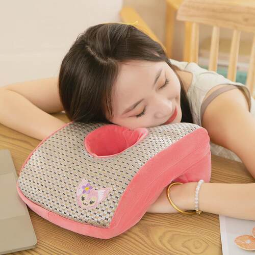 冰丝豆豆绒抱枕趴午睡枕小学生办公室趴桌子睡觉枕头午休神器夏季