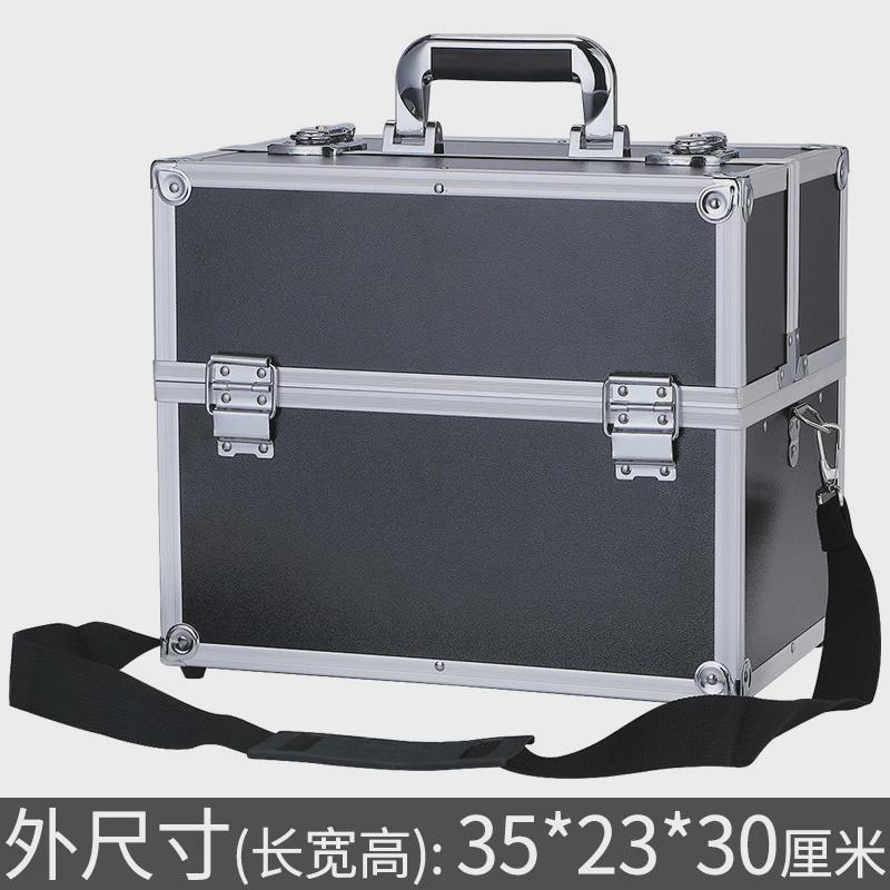 手提铝合金化妆收纳箱多功能美发美甲工具箱带锁技师纹绣工具箱