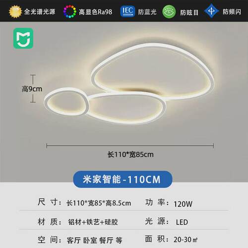 鹅卵石吸顶灯高级感新款大气现代简约灯具网红高端超亮家用客厅灯