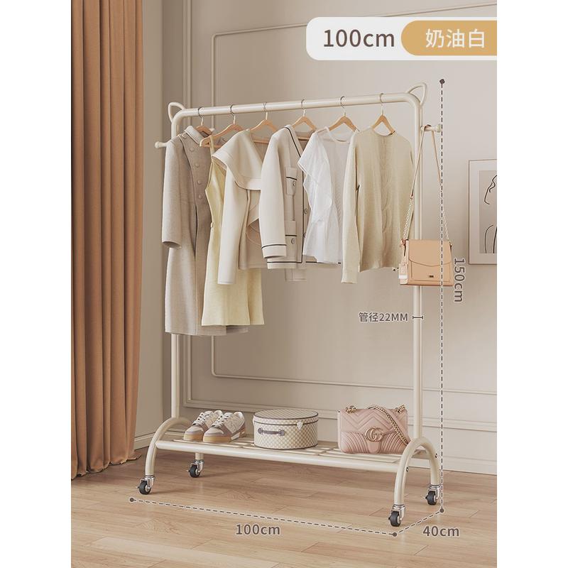 轻奢简易晾衣架落地家用单杆式卧室内阳台折叠晒挂衣服架子衣帽架