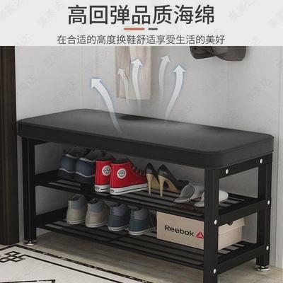 鞋柜带挂衣架一体落地换鞋凳衣帽架家用门口小型玄关可坐软包坐垫