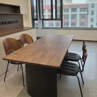 榆木黑胡桃木fas实木板白蜡木升降桌面大板吧台北美餐桌原木