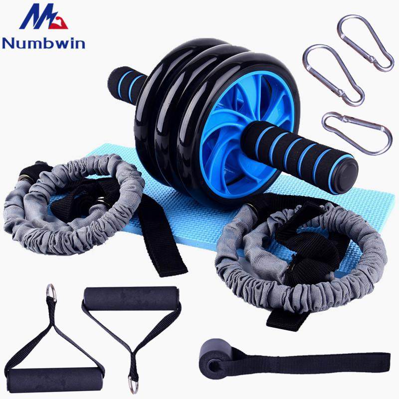 三轮健腹轮十件套升级门扣拉力器握力器海绵把手家用小型健身器材