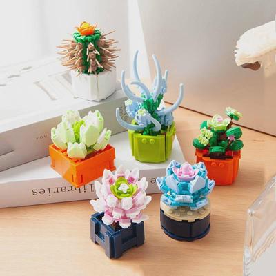 Mini Flower Building Blocks Home Desktop Succulent Potted Or