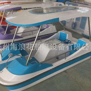 豪华四人脚踏船玻璃钢观光船自排水公园游船景区湖面水上游乐船