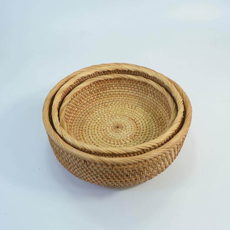 藤编圆形水果篮编织收纳篮收纳筐客厅水果盘编织筐家用馒头筐,收纳整理,橱柜收纳筐,淘宝优惠券,粉丝福利购,淘宝优惠卷