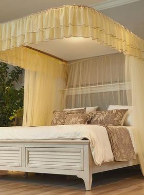 37n2024新款家用门轨道导轨蚊帐落地三开u型加密加厚1.5米1.8m床