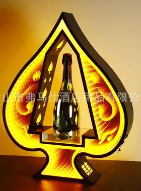 酒吧酒酒座led香槟王不锈钢黑桃a洋酒展示架酒架xo酒座出发光酒具