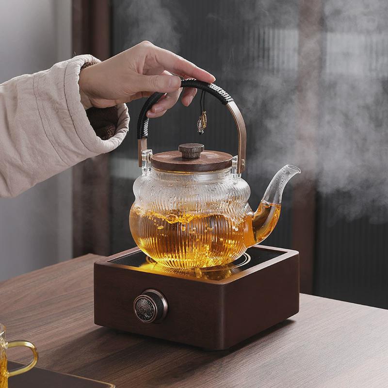 围炉煮茶电陶炉煮茶器家用加厚耐热玻璃壶大容量烤茶炉煮茶玻璃泡