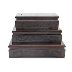 座子梓木长方形底座红木雕工艺品摆件玉石花盆景木黑小炕几茶几