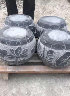 青石仿古做石墩石雕摆件旧子柱顶石空心柱脚石石雕柱墩