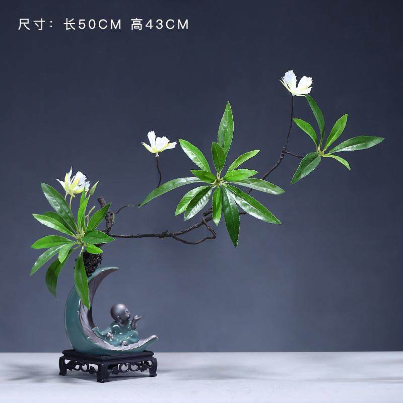 创意哥窑禅意摆件茶宠博古架摆件小和尚花瓶客厅花器家居饰品摆件