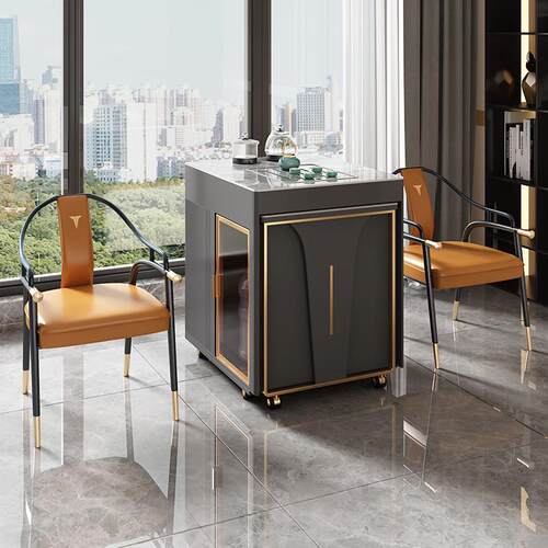 2022新款茶车伸缩可轻奢现代家用简约岩板可移动茶台茶桌椅组合